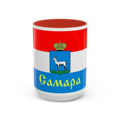 Flag of Samara Russia - Accent Coffee Mug 15oz Red - Go Mug Yourself