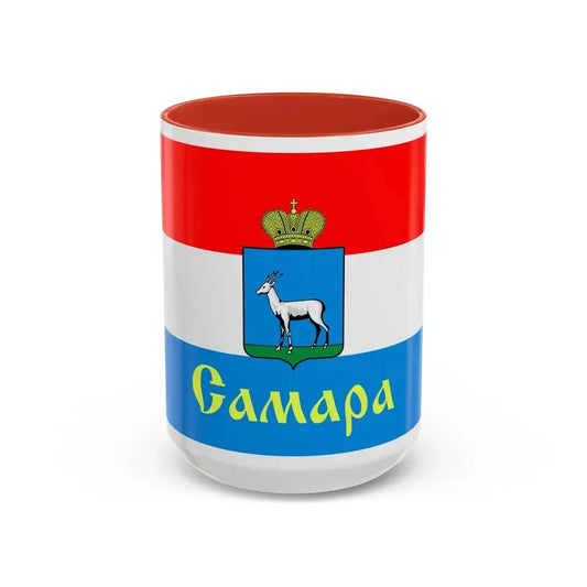 Flag of Samara Russia - Accent Coffee Mug 15oz Red - Go Mug Yourself