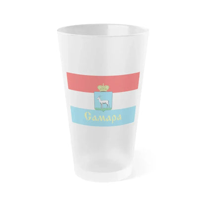 Flag of Samara Russia - Frosted Pint Glass 16oz 16oz Frosted - Go Mug Yourself
