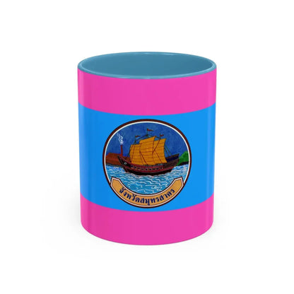 Flag of Samut Sakhon Province Thailand - Accent Coffee Mug 11oz Light Blue - Go Mug Yourself