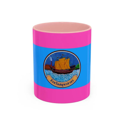 Flag of Samut Sakhon Province Thailand - Accent Coffee Mug 11oz Pink - Go Mug Yourself