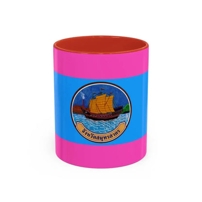 Flag of Samut Sakhon Province Thailand - Accent Coffee Mug 11oz Red - Go Mug Yourself