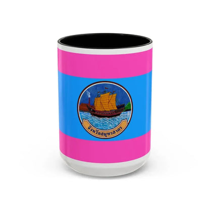 Flag of Samut Sakhon Province Thailand - Accent Coffee Mug 15oz Black - Go Mug Yourself