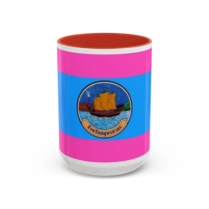 Flag of Samut Sakhon Province Thailand - Accent Coffee Mug 15oz Red - Go Mug Yourself