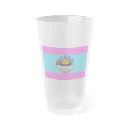 Flag of Samut Sakhon Province Thailand - Frosted Pint Glass 16oz 16oz Frosted - Go Mug Yourself