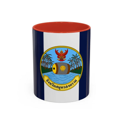 Flag of Samut Songkhram Province Thailand - Accent Coffee Mug 11oz Red - Go Mug Yourself