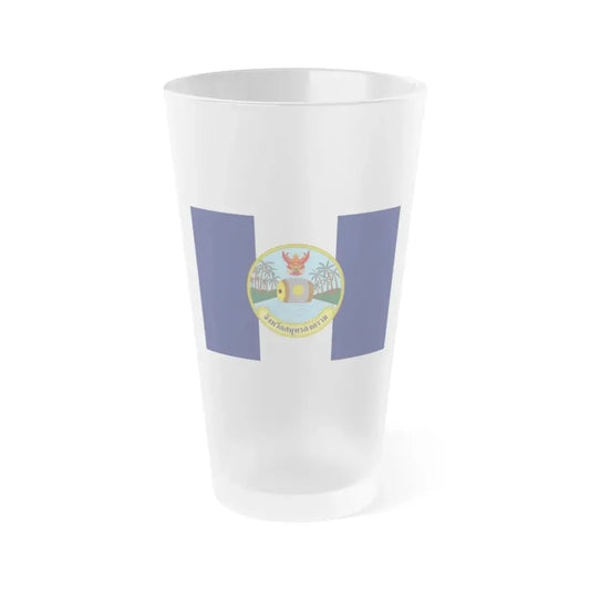 Flag of Samut Songkhram Province Thailand - Frosted Pint Glass 16oz 16oz Frosted - Go Mug Yourself