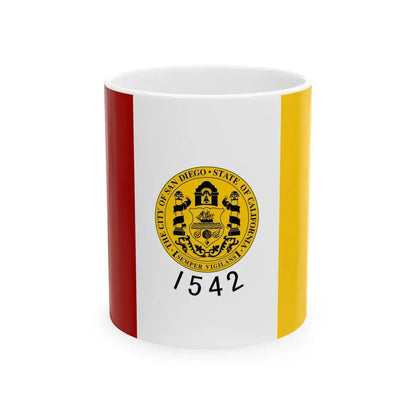 Flag of San Diego California (United States) White Coffee Mug 11oz - Go Mug Yourself
