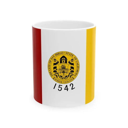 Flag of San Diego California (United States) White Coffee Mug 11oz - Go Mug Yourself