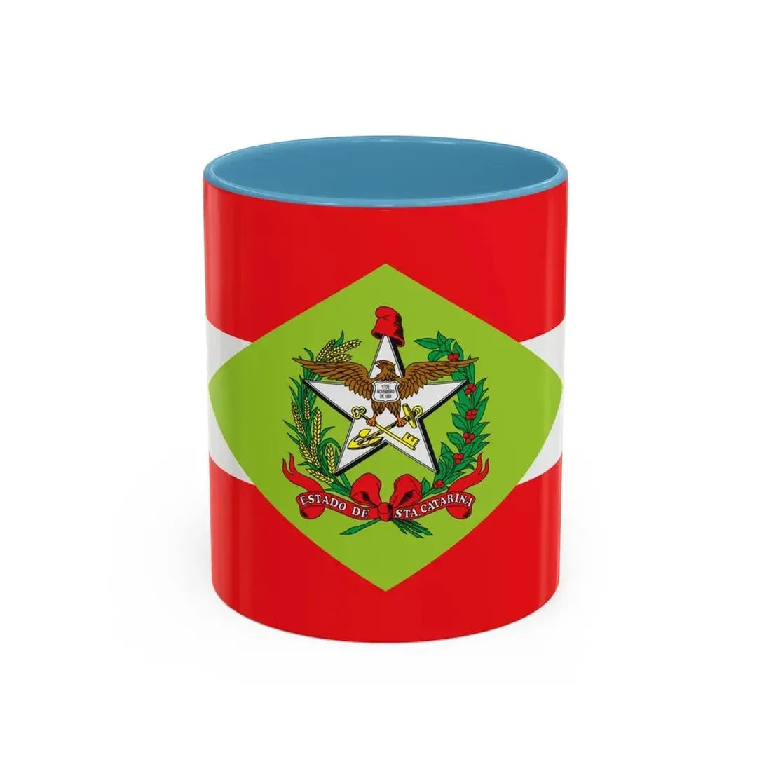 Flag of Santa Catarina Brazil - Accent Coffee Mug 11oz Light Blue - Go Mug Yourself