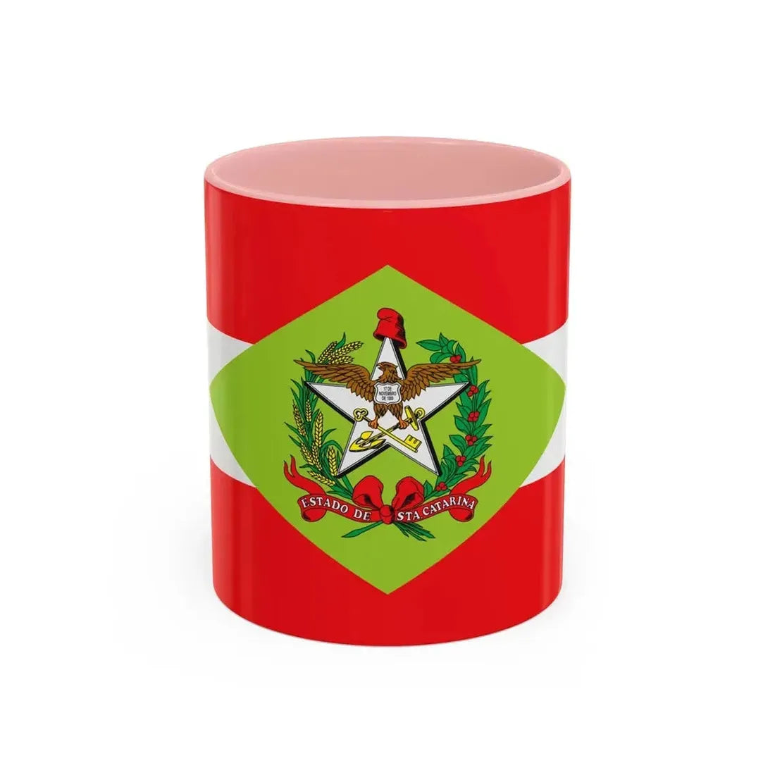 Flag of Santa Catarina Brazil - Accent Coffee Mug 11oz Pink - Go Mug Yourself