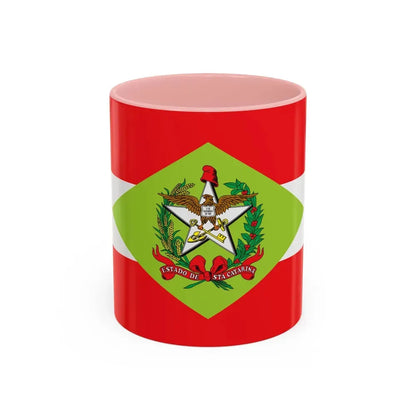Flag of Santa Catarina Brazil - Accent Coffee Mug 11oz Pink - Go Mug Yourself