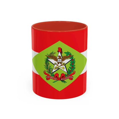 Flag of Santa Catarina Brazil - Accent Coffee Mug 11oz Red - Go Mug Yourself