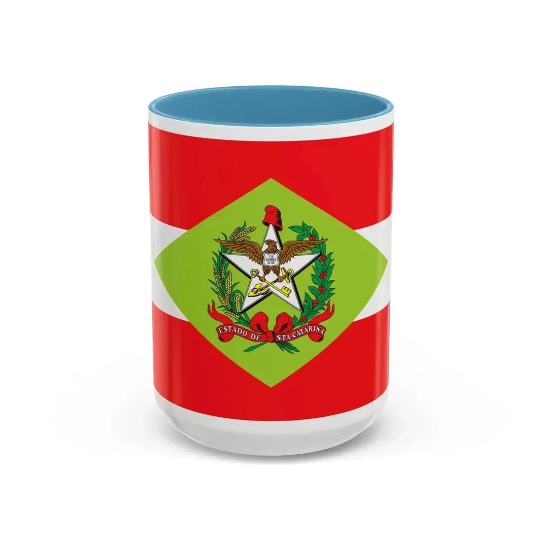Flag of Santa Catarina Brazil - Accent Coffee Mug 15oz Light Blue - Go Mug Yourself