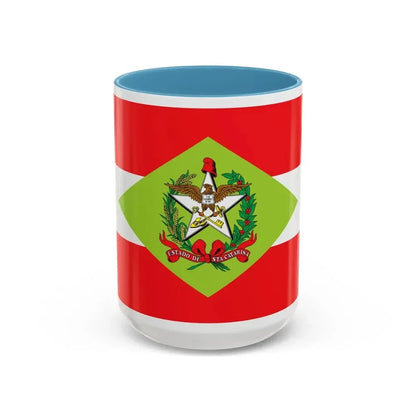 Flag of Santa Catarina Brazil - Accent Coffee Mug 15oz Light Blue - Go Mug Yourself