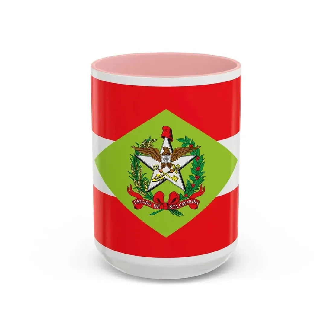 Flag of Santa Catarina Brazil - Accent Coffee Mug 15oz Pink - Go Mug Yourself