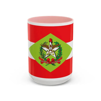 Flag of Santa Catarina Brazil - Accent Coffee Mug 15oz Pink - Go Mug Yourself