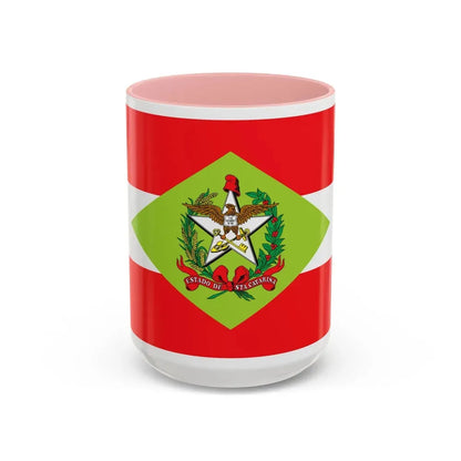 Flag of Santa Catarina Brazil - Accent Coffee Mug 15oz Pink - Go Mug Yourself