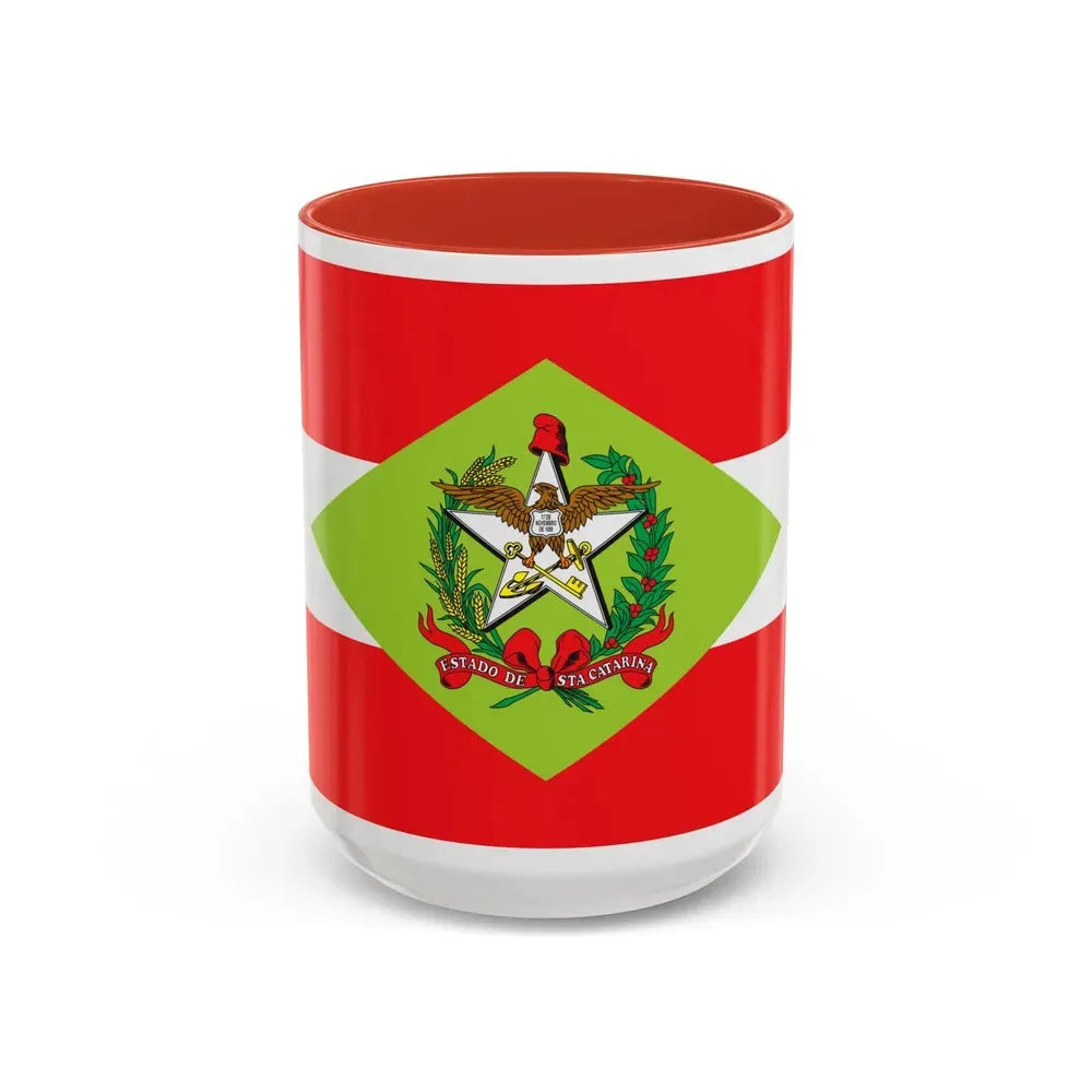 Flag of Santa Catarina Brazil - Accent Coffee Mug 15oz Red - Go Mug Yourself