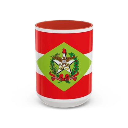 Flag of Santa Catarina Brazil - Accent Coffee Mug 15oz Red - Go Mug Yourself