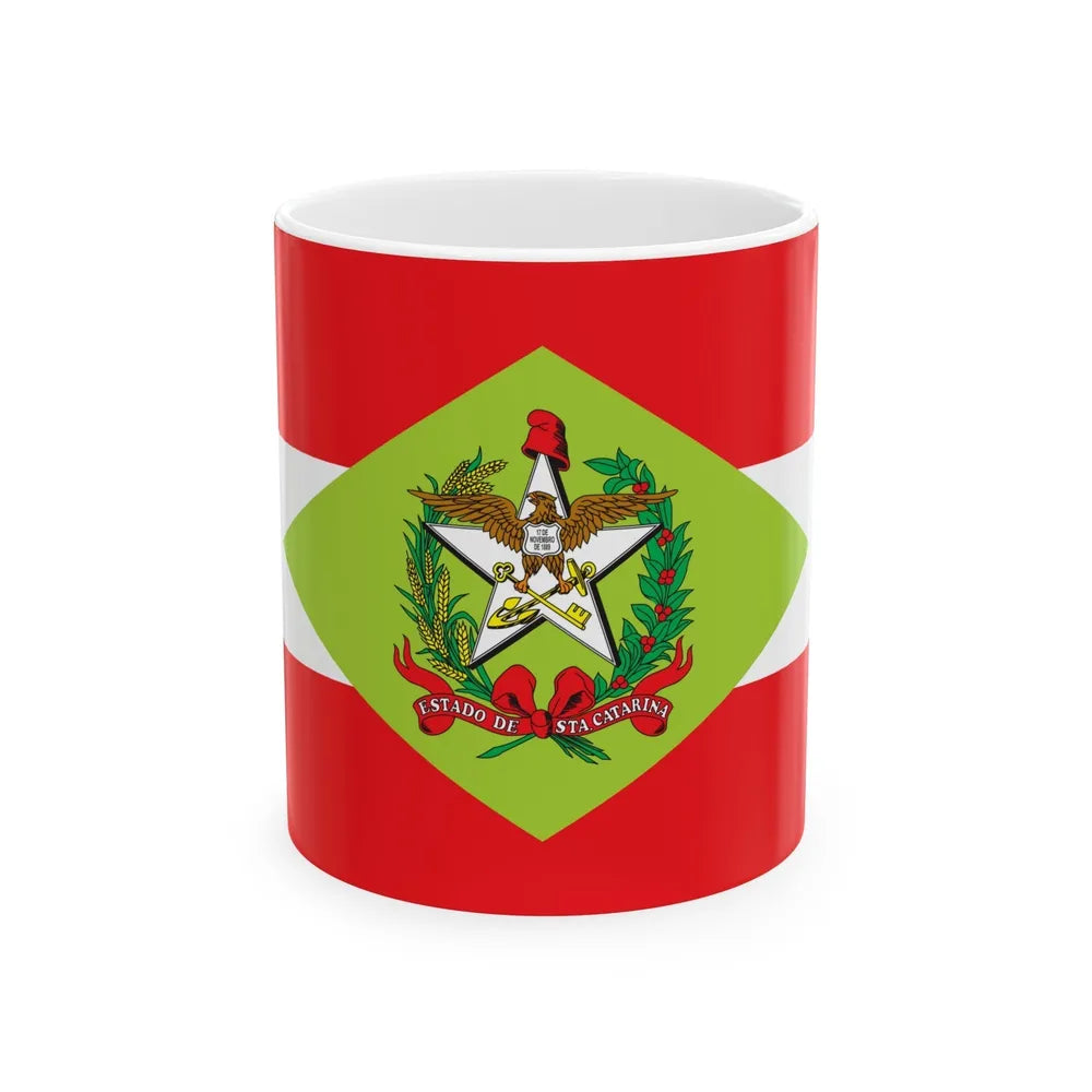 Flag of Santa Catarina Brazil - White Coffee Mug-11oz-Go Mug Yourself