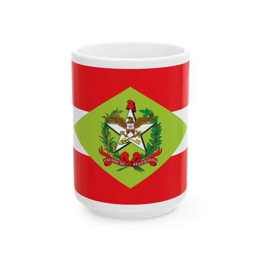 Flag of Santa Catarina Brazil - White Coffee Mug-15oz-Go Mug Yourself