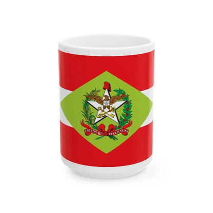 Flag of Santa Catarina Brazil - White Coffee Mug 15oz - Go Mug Yourself