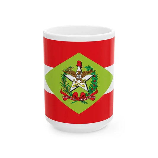 Flag of Santa Catarina Brazil - White Coffee Mug 15oz - Go Mug Yourself