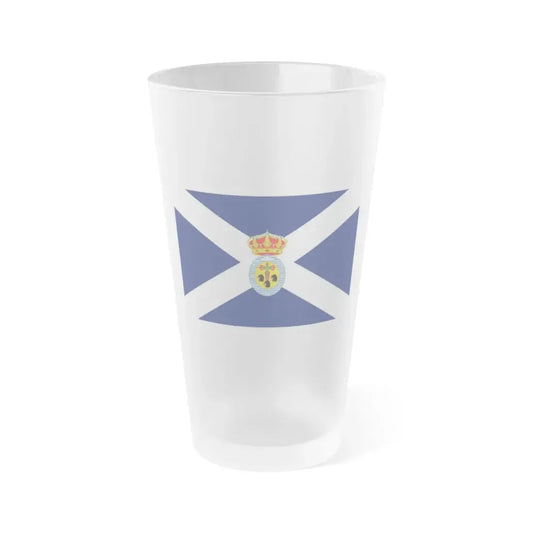 Flag of Santa Cruz de Tenerife Spain - Frosted Pint Glass 16oz 16oz Frosted - Go Mug Yourself