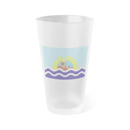 Flag of Santa Cruz Province Argentina - Frosted Pint Glass 16oz 16oz Frosted - Go Mug Yourself