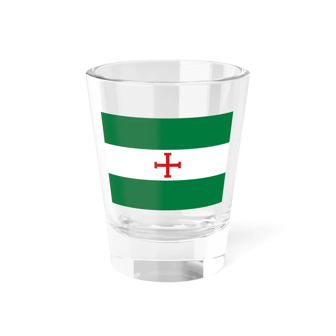Flag of Santa Cruz with a red Jerusalem Cross (Bolivia) Shot Glass 1.5oz 1.5oz - Go Mug Yourself