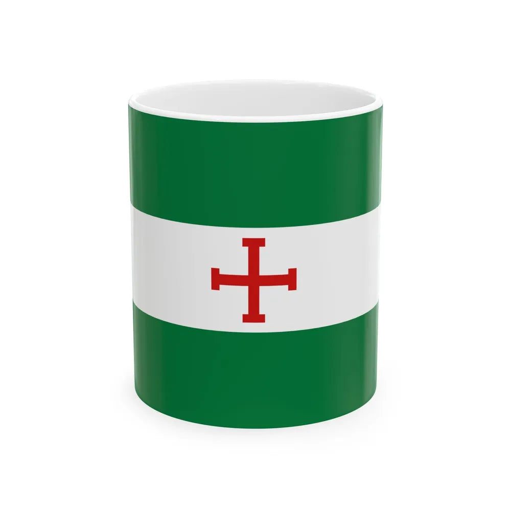 Flag of Santa Cruz with a red Jerusalem Cross (Bolivia) White Coffee Mug 11oz - Go Mug Yourself