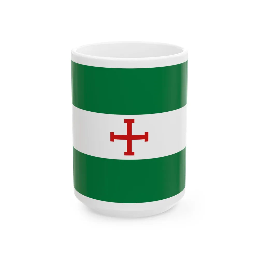 Flag of Santa Cruz with a red Jerusalem Cross (Bolivia) White Coffee Mug 15oz - Go Mug Yourself
