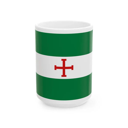 Flag of Santa Cruz with a red Jerusalem Cross (Bolivia) White Coffee Mug 15oz - Go Mug Yourself