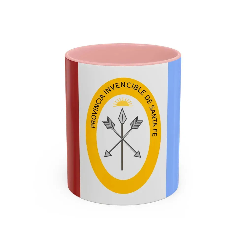 Flag of Santa Fe Province Argentina - Accent Coffee Mug 11oz Pink - Go Mug Yourself