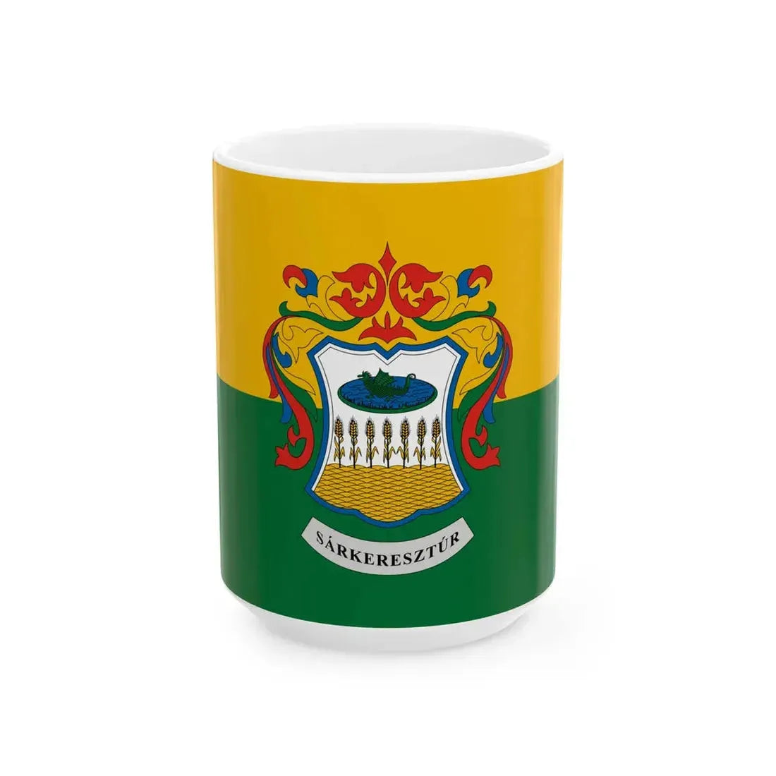 Flag of Sarkeresztur (Hungary) White Coffee Mug 15oz - Go Mug Yourself