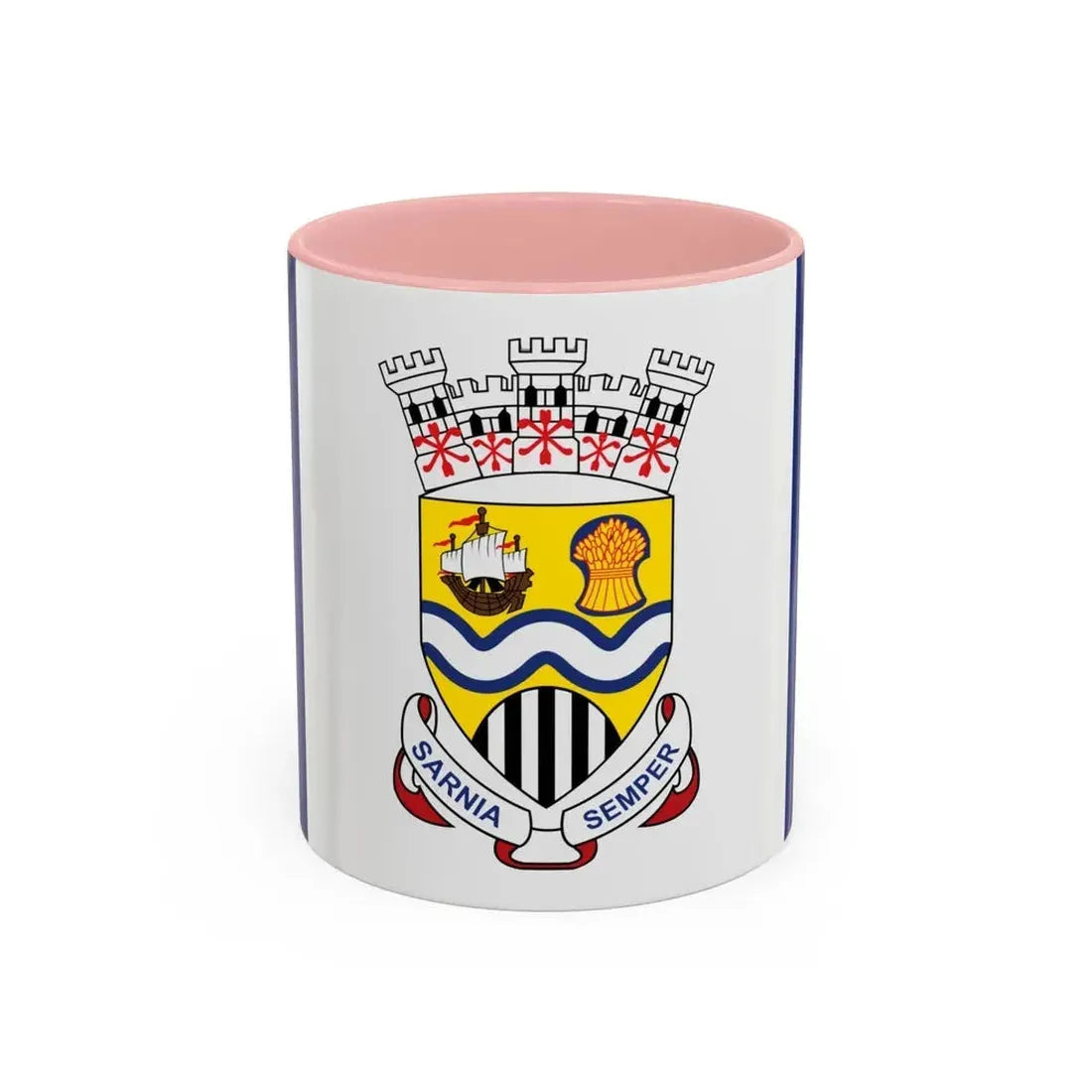 Flag of Sarnia Ontario Canada - Accent Coffee Mug 11oz Pink - Go Mug Yourself