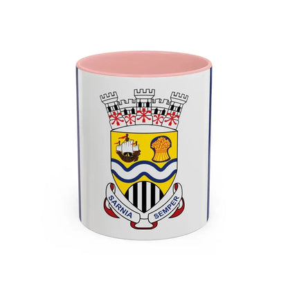 Flag of Sarnia Ontario Canada - Accent Coffee Mug 11oz Pink - Go Mug Yourself