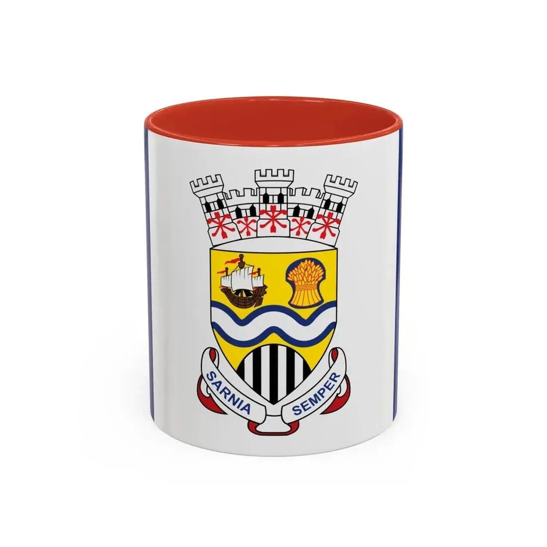 Flag of Sarnia Ontario Canada - Accent Coffee Mug 11oz Red - Go Mug Yourself