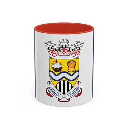 Flag of Sarnia Ontario Canada - Accent Coffee Mug 11oz Red - Go Mug Yourself