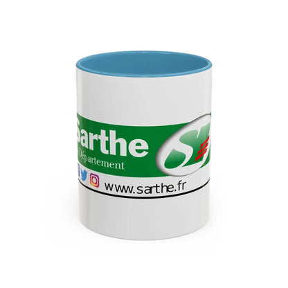 Flag of Sarthe France - Accent Coffee Mug 11oz Light Blue - Go Mug Yourself