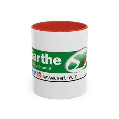 Flag of Sarthe France - Accent Coffee Mug 11oz Red - Go Mug Yourself