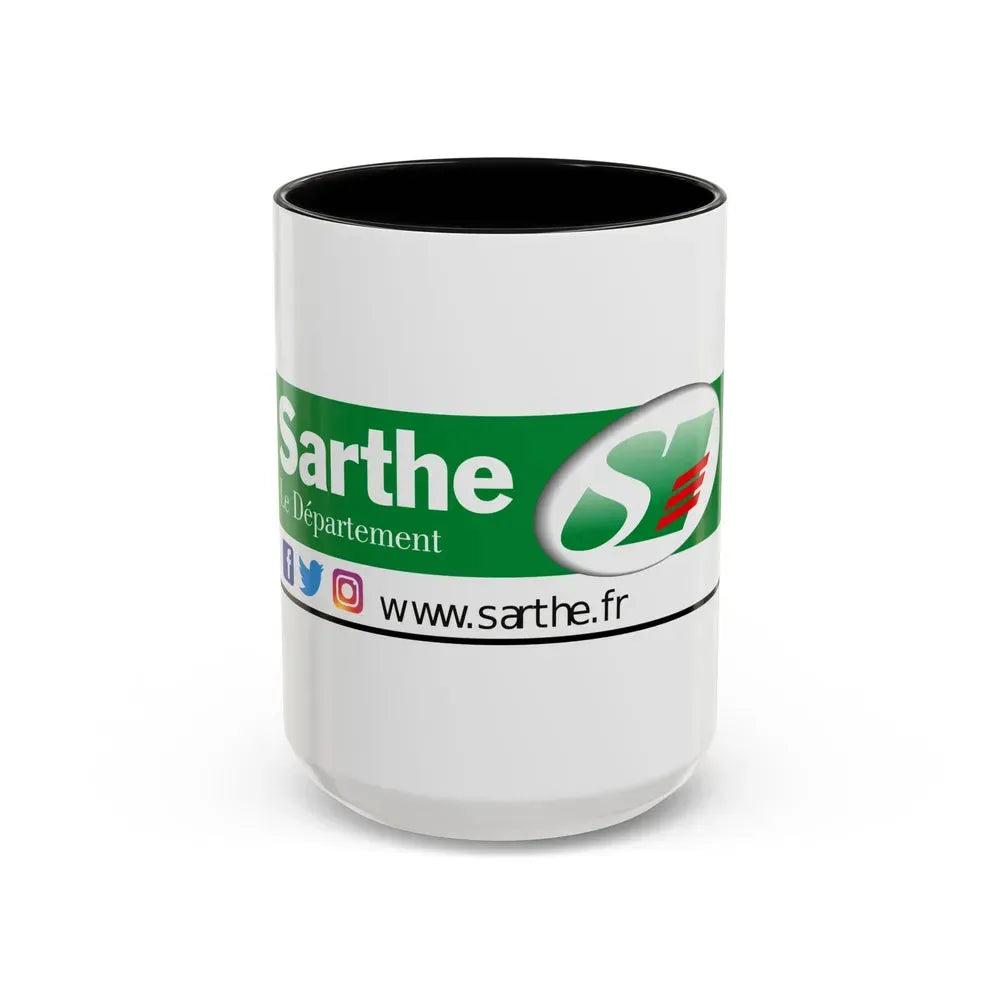 Flag of Sarthe France - Accent Coffee Mug 15oz Black - Go Mug Yourself