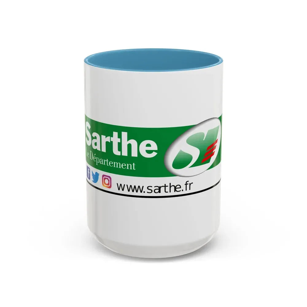 Flag of Sarthe France - Accent Coffee Mug 15oz Light Blue - Go Mug Yourself