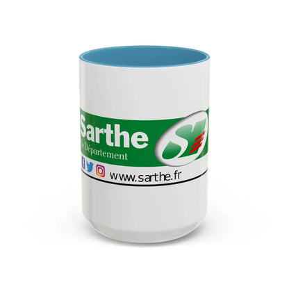 Flag of Sarthe France - Accent Coffee Mug 15oz Light Blue - Go Mug Yourself