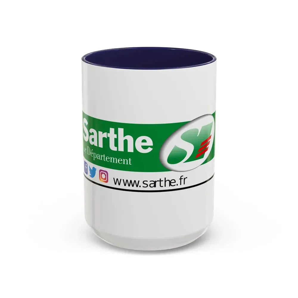 Flag of Sarthe France - Accent Coffee Mug 15oz Navy - Go Mug Yourself
