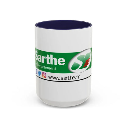 Flag of Sarthe France - Accent Coffee Mug 15oz Navy - Go Mug Yourself