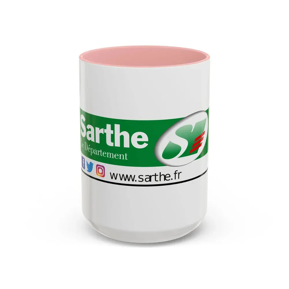 Flag of Sarthe France - Accent Coffee Mug 15oz Pink - Go Mug Yourself