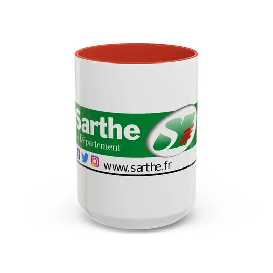Flag of Sarthe France - Accent Coffee Mug 15oz Red - Go Mug Yourself