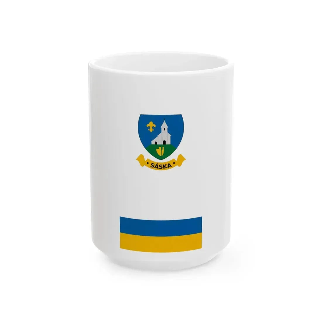 Flag of Saska vertical (Hungary) White Coffee Mug 15oz - Go Mug Yourself